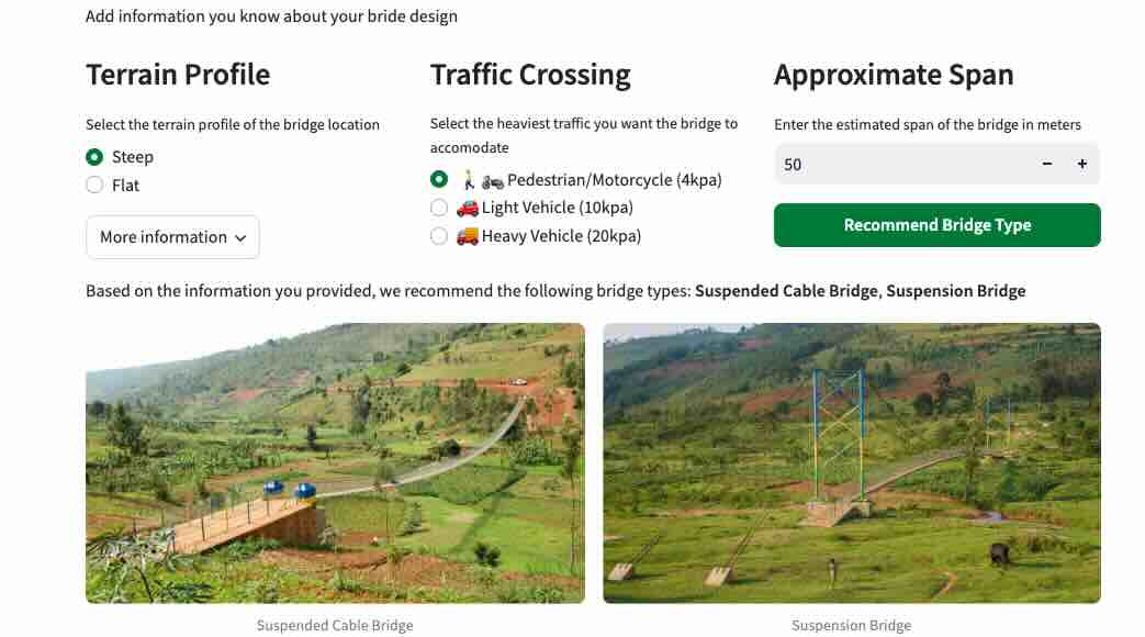 Bridge design tool app screenshot